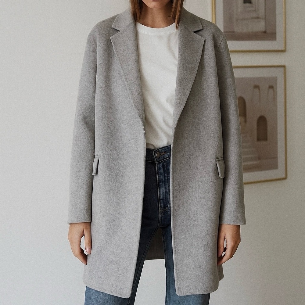 Maje Classic Gray Wool Coat - Picture 3 of 9